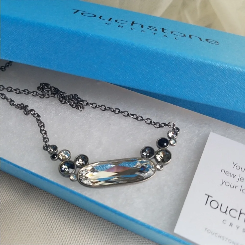 Swarovski Touchstone Crystal Black Cluster Necklace NWT